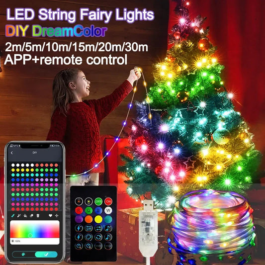 RGBIC Bluetooth LED String Lights - Smart Waterproof Fairy Strip, 2m–30m (6.6–98.4 ft) for Party, Curtain & Room